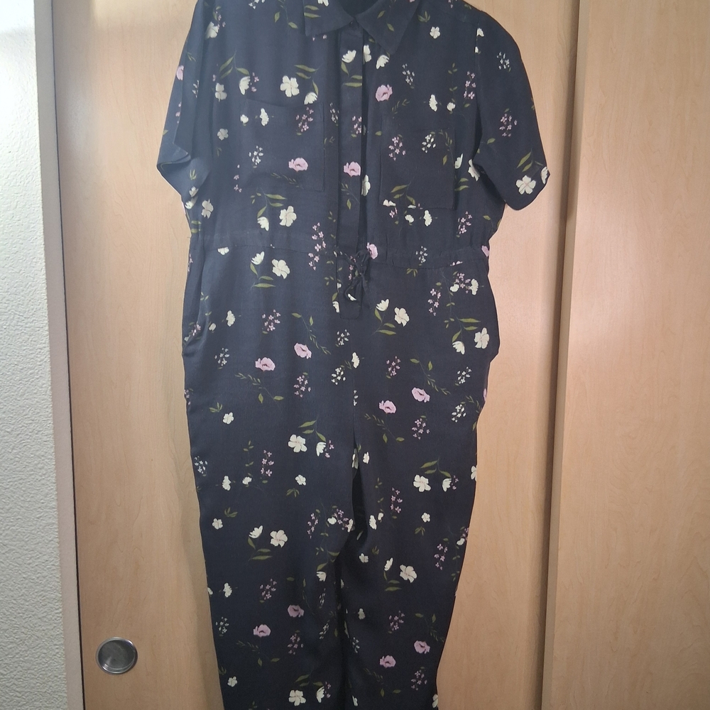 Thakoon Collective Size 4 Black with Floral Print Jumpsuit